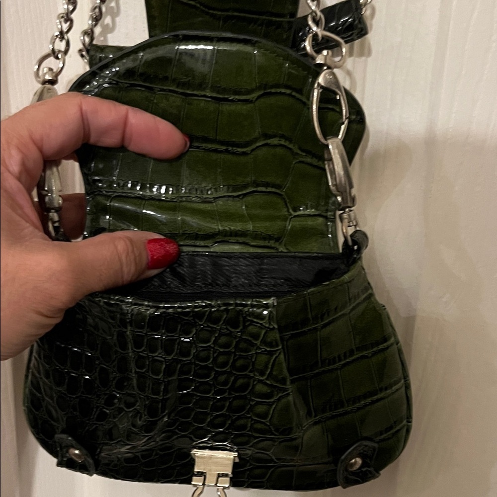 Chic Concert Cocktail Dark Green Crocodile Like P… - image 3
